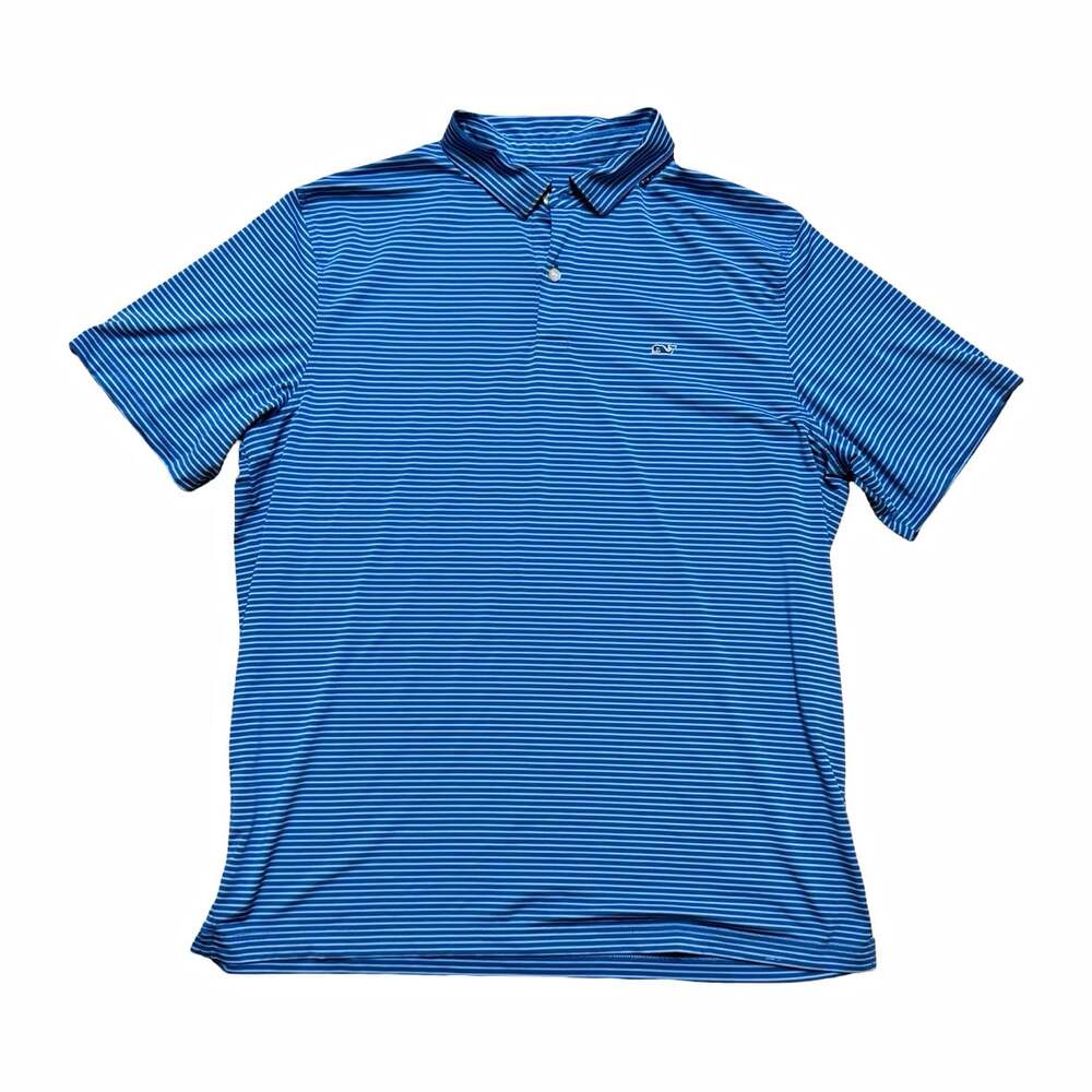 Vineyard Vines Performance Polo Shirt Men’s XL Blue White Stripe Stretch Golf